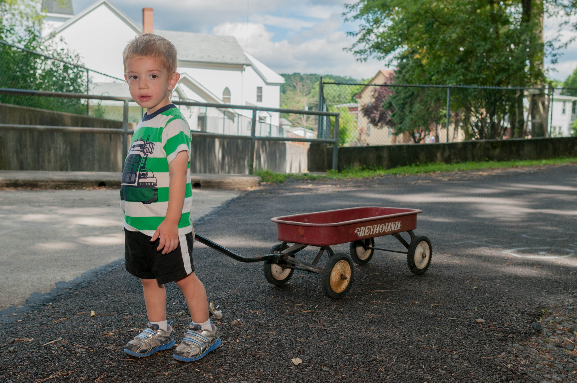 Pulling the Wagon Dan & Sherree & Patrick